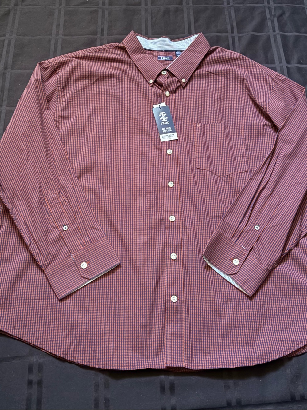 IZOD All-Over Stretch Long Sleeve Woven Shirt Men's Size 4XB Plaid NWT